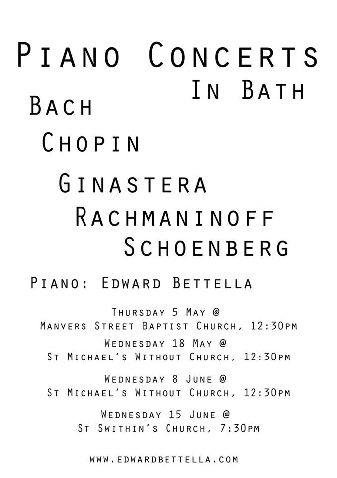 Piano Concerts in Bath 2016 with Edward Bettella