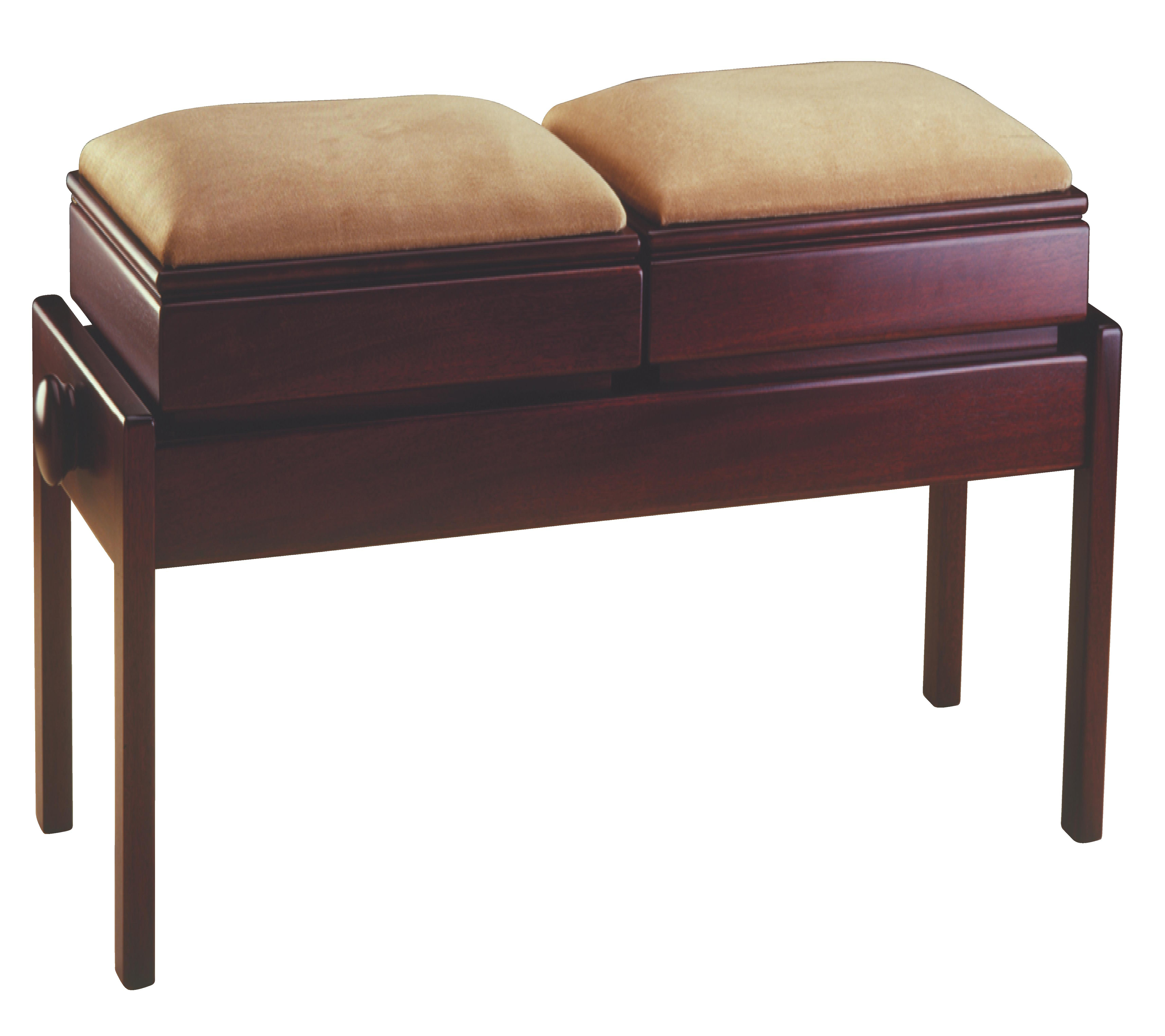 Walnut Genuine Leather Concert Grand Duet Piano Bench Stool with Music Storage 