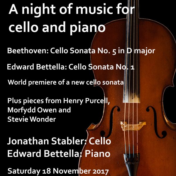 Cello Sonatas Concert, Saturday 18 November 2017