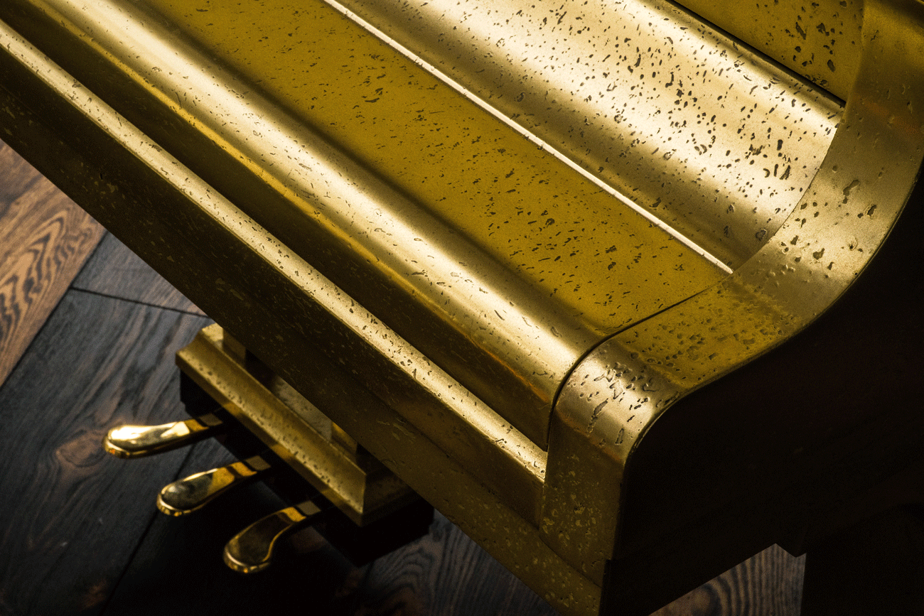 Kawai RX3 Pitted Brass Metal Finished Grand